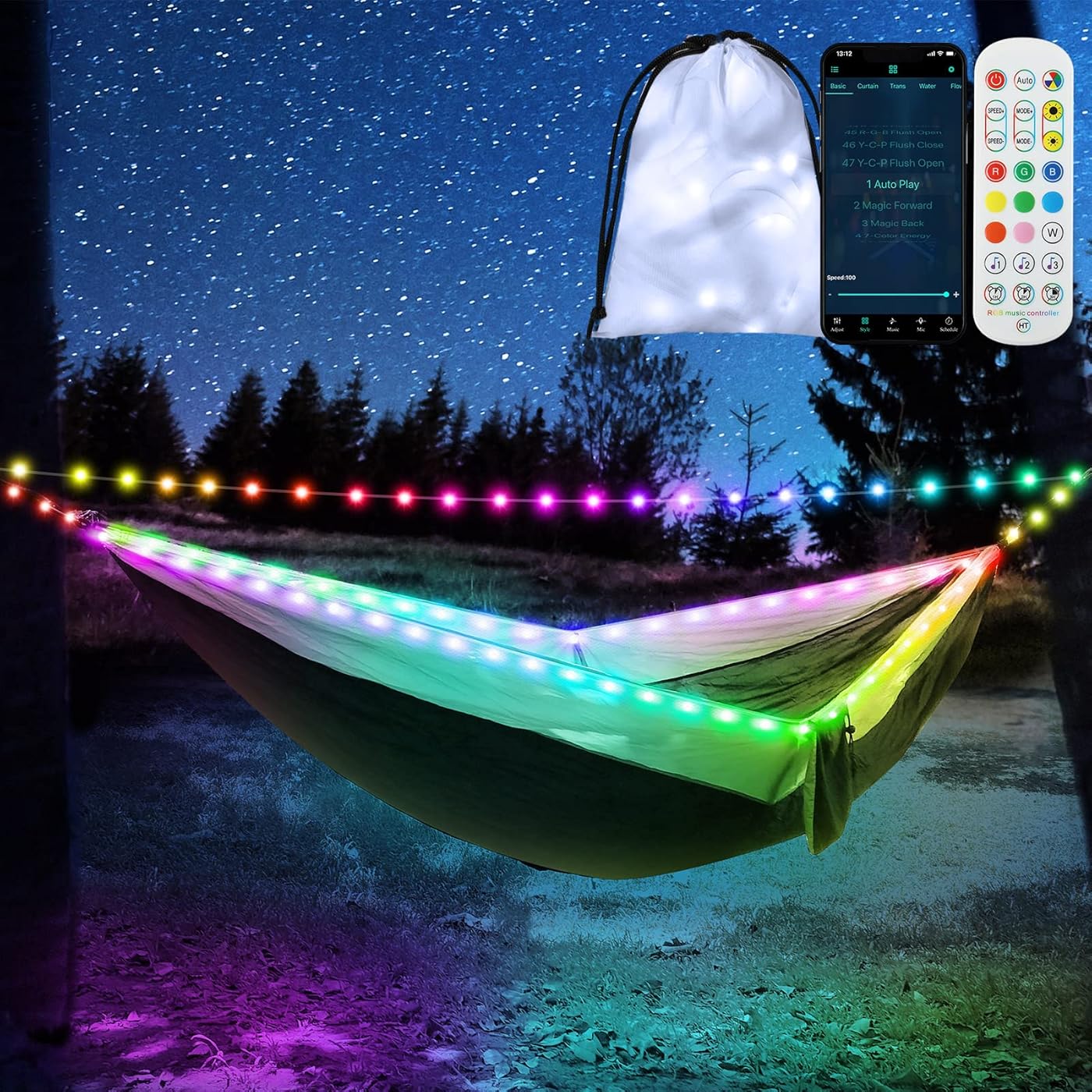 $4/mo - Finance Camping Hammock LED Lights, Music Sync, App